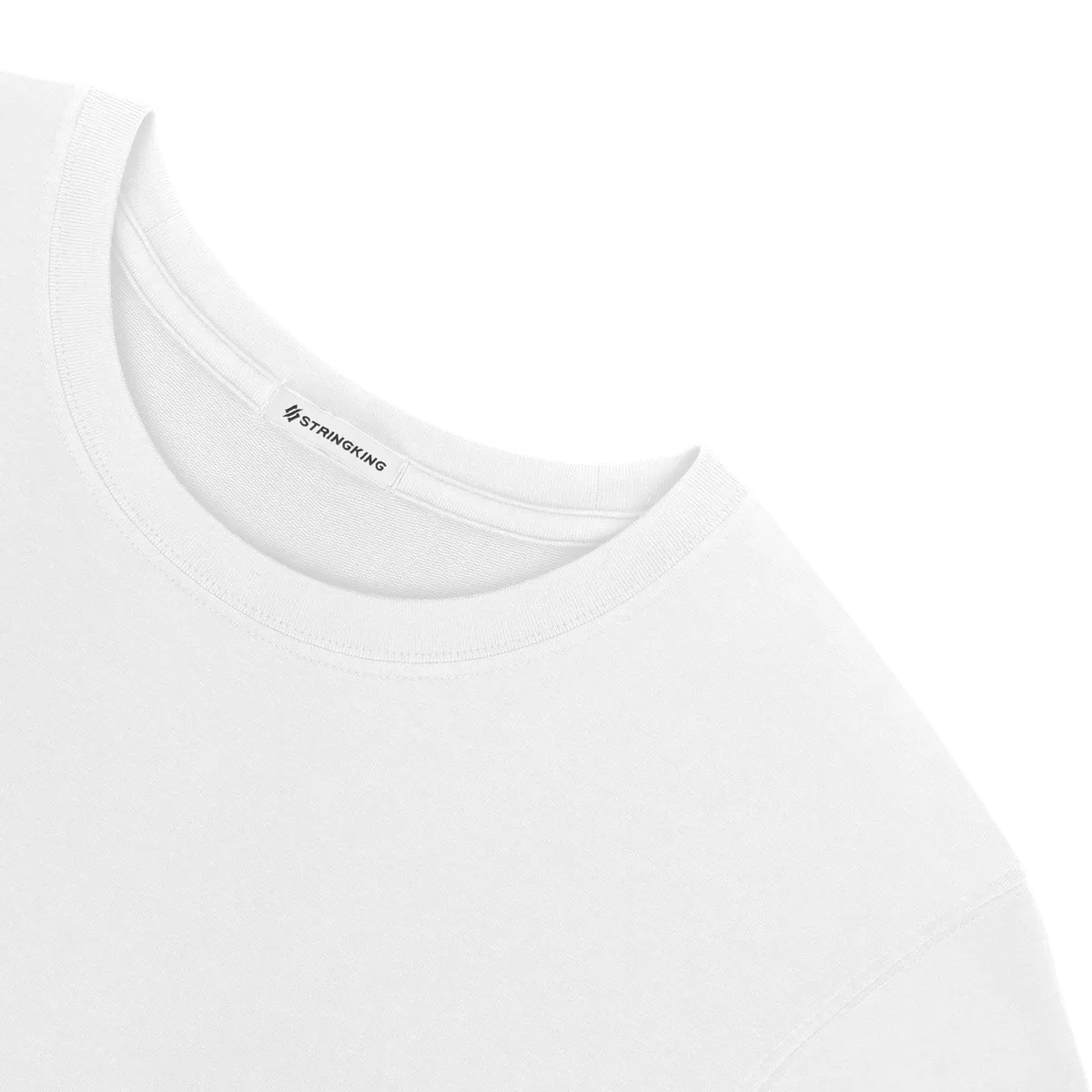 StringKing Men's Pima Terry Crew Sweater - Sharp Fit, White, Detail