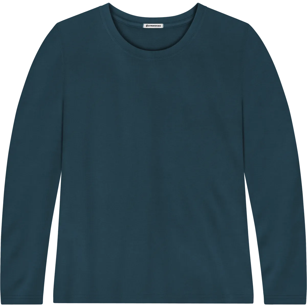 StringKing Women's Pima Terry Long Sleeve Tee - Relaxed Fit, Navy, Front