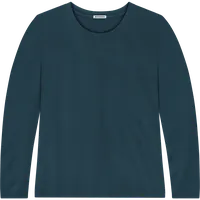 StringKing Women's Pima Terry Long Sleeve Tee - Relaxed Fit, Navy, Front