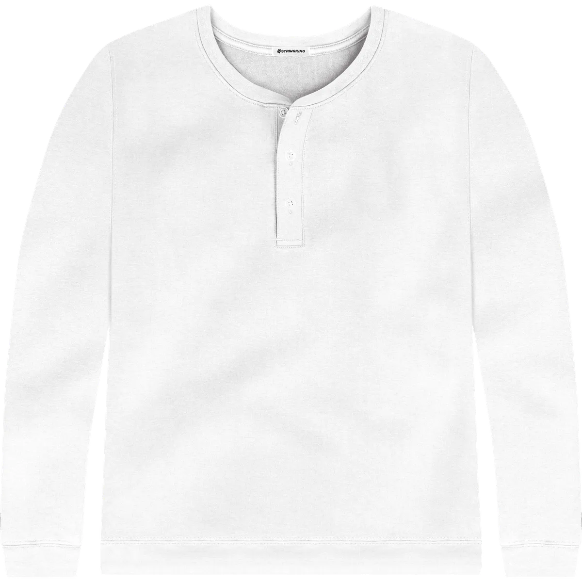 StringKing Men's Pima Cotton Henley Sweatshirt - Relaxed Fit, White, Front