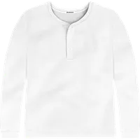 StringKing Men's Pima Cotton Henley Sweatshirt - Relaxed Fit, White, Front