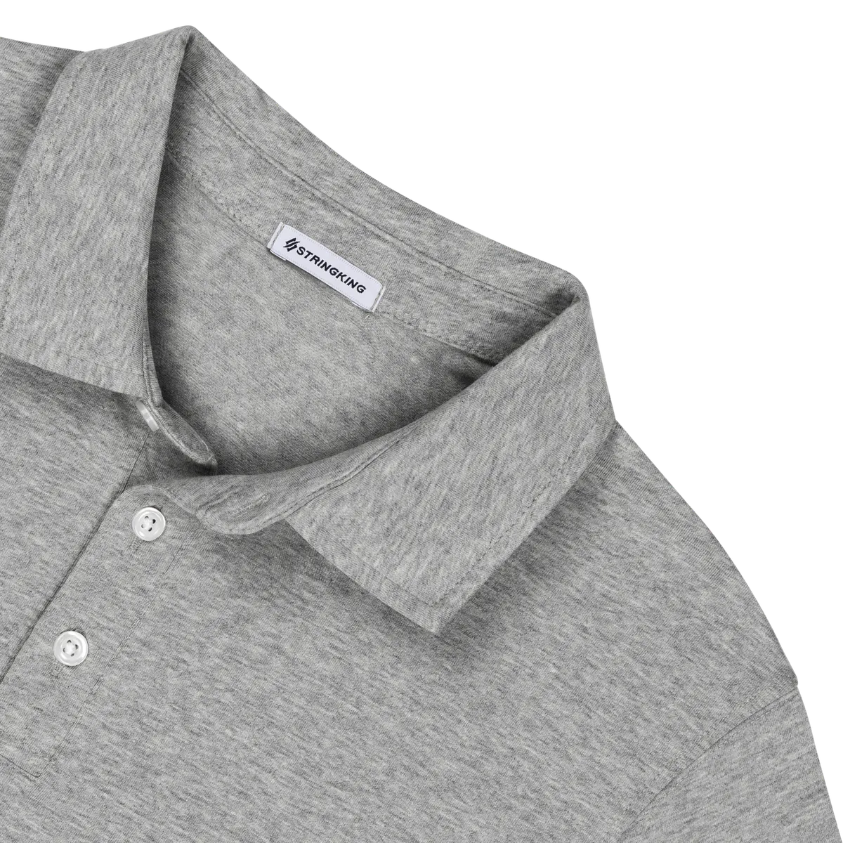 StringKing Men's Pima Cotton Short Sleeve Polo - Sharp Fit, Heather Gray, Detail