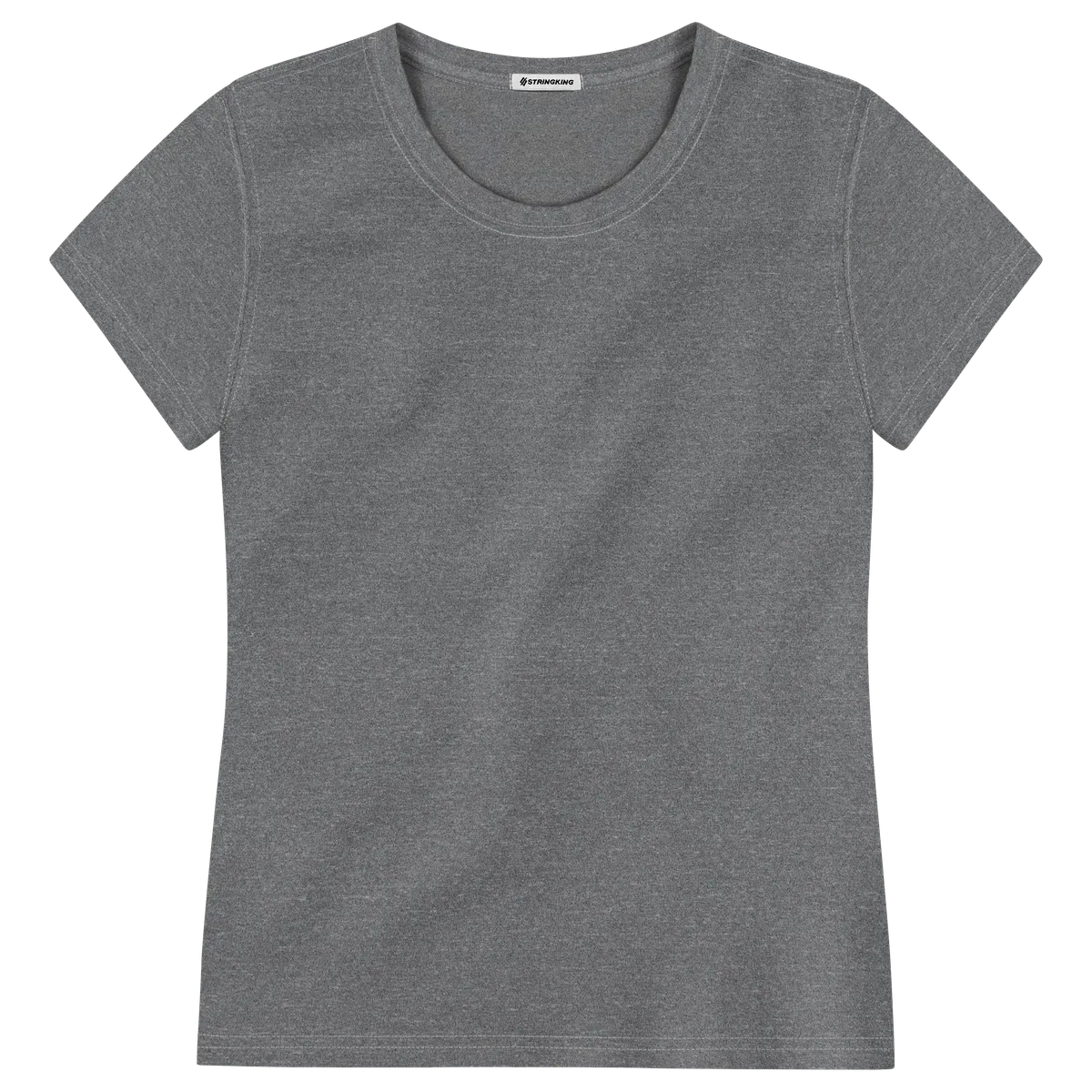 StringKing Women's FlexTech Short Sleeve Crewneck T-Shirt - Sharp Fit, Heather Gray, Front