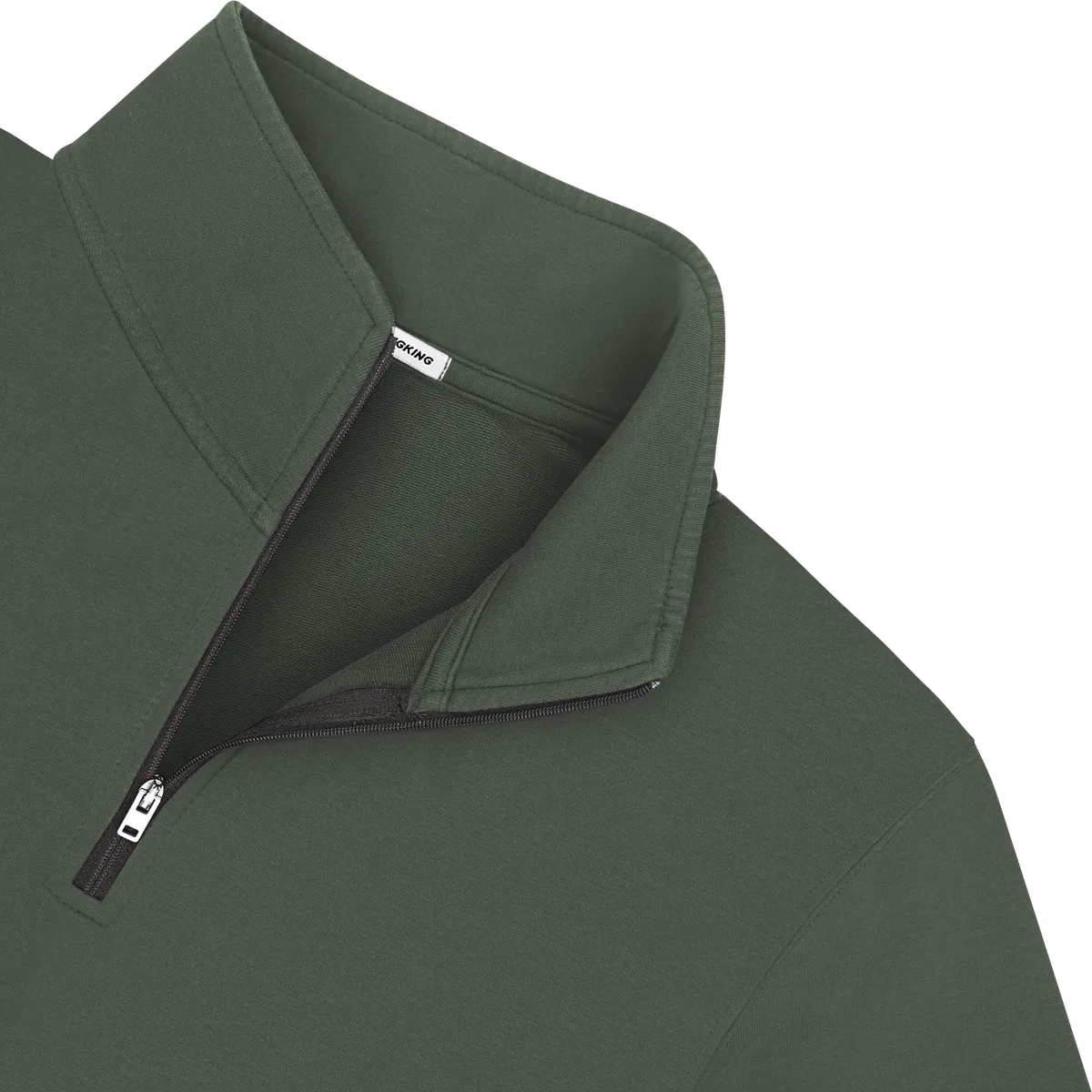 StringKing Men's Pima Terry Quarter Zip - Relaxed Fit, Moss, Detail