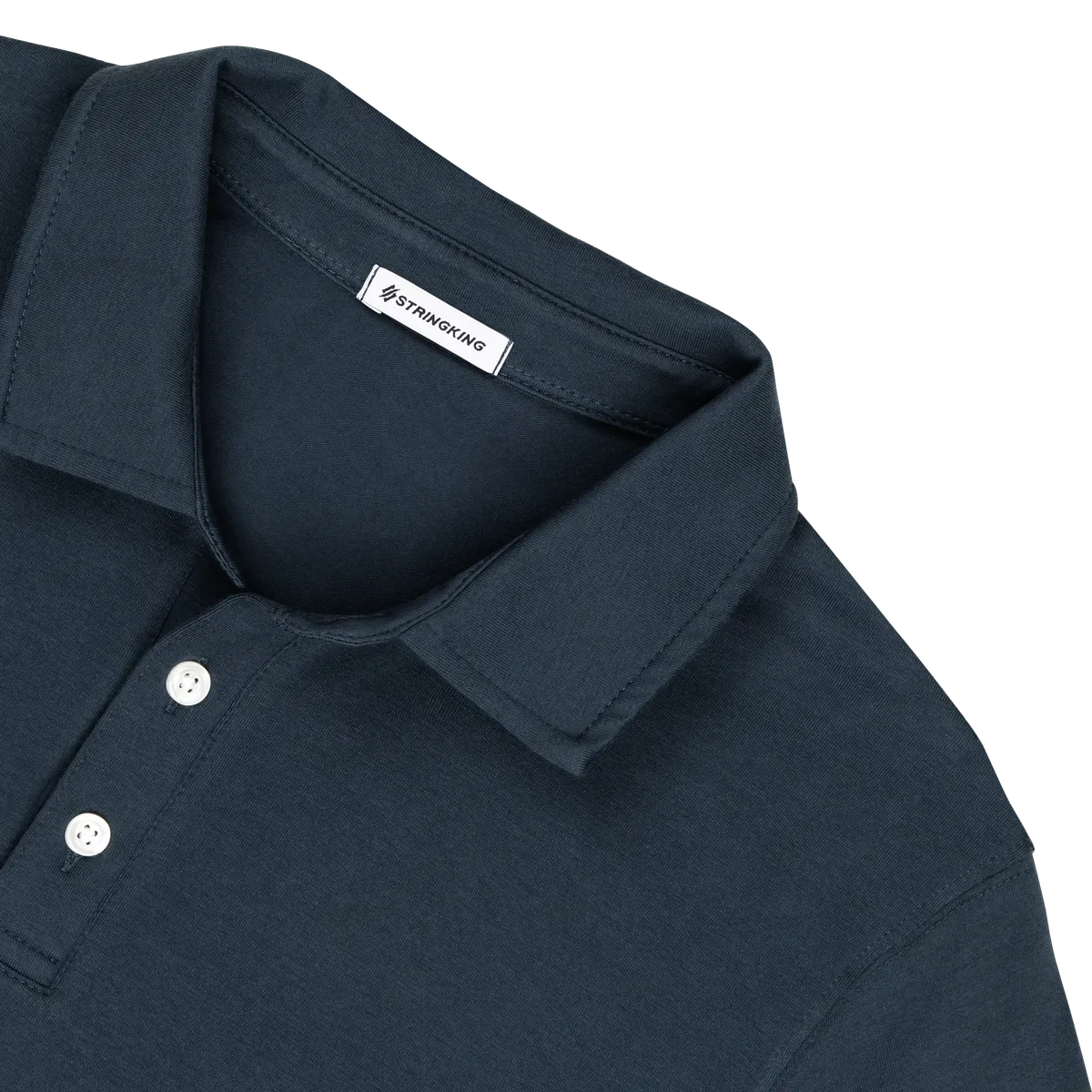 StringKing Men's Pima Cotton Short Sleeve Polo - Sharp Fit, Navy, Detail