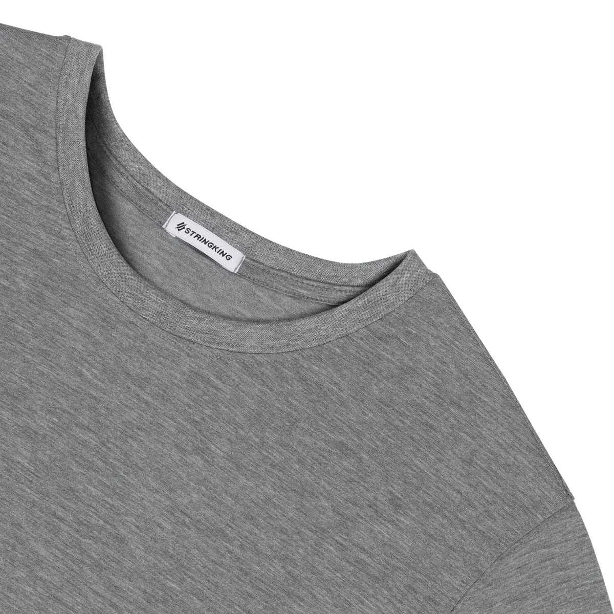 StringKing Men's FlexStyle Long Sleeve Crewneck T-Shirt - Sharp Fit, Heather Gray, Detail
