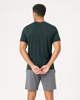 StringKing Men's Pima Terry V-Neck Tee - Sharp Fit, Pine Grove, Full Back - Human Model - Top of head to Mid-thigh