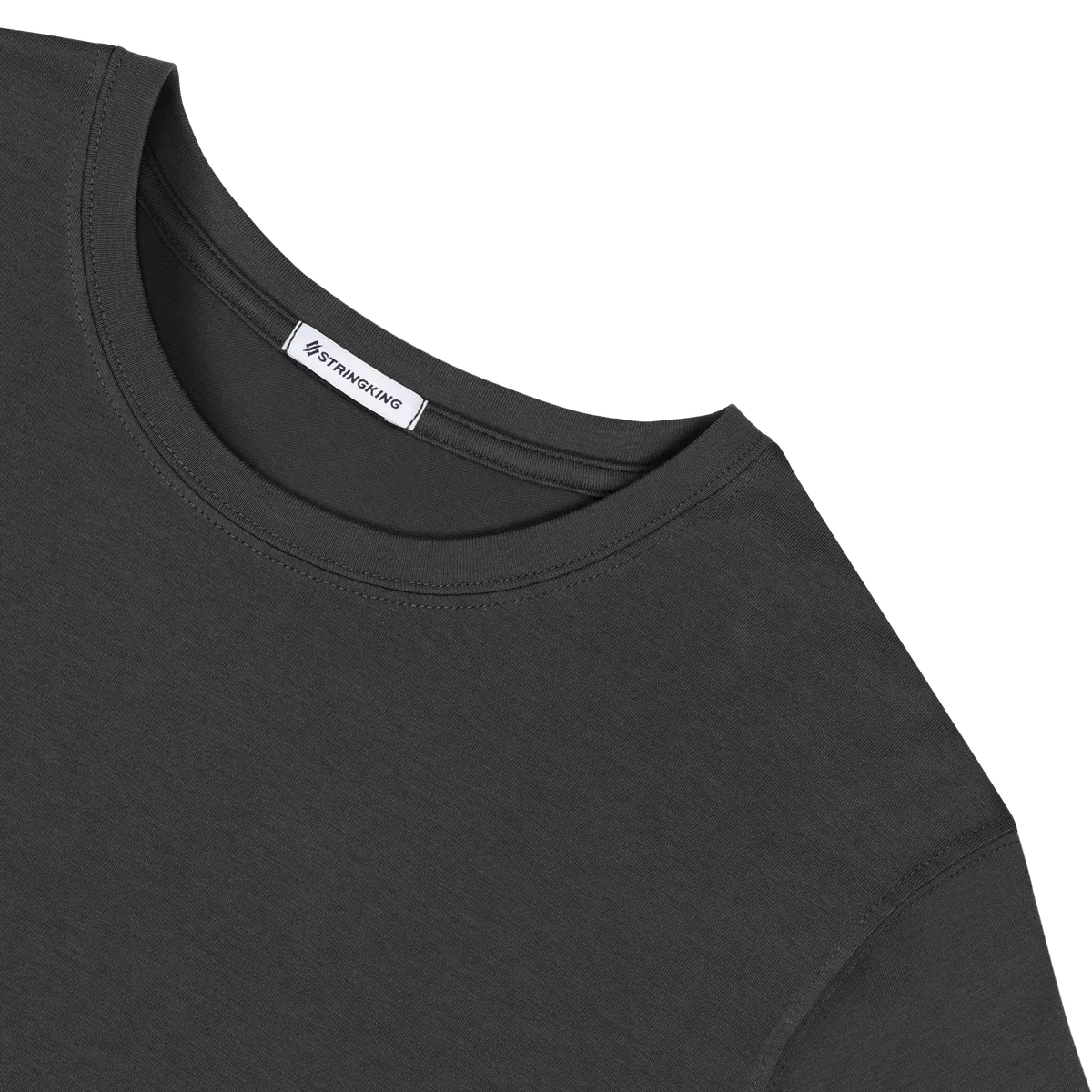 StringKing Men's Pima Cotton Long Sleeve Crewneck T-Shirt - Relaxed Fit, Black, Detail