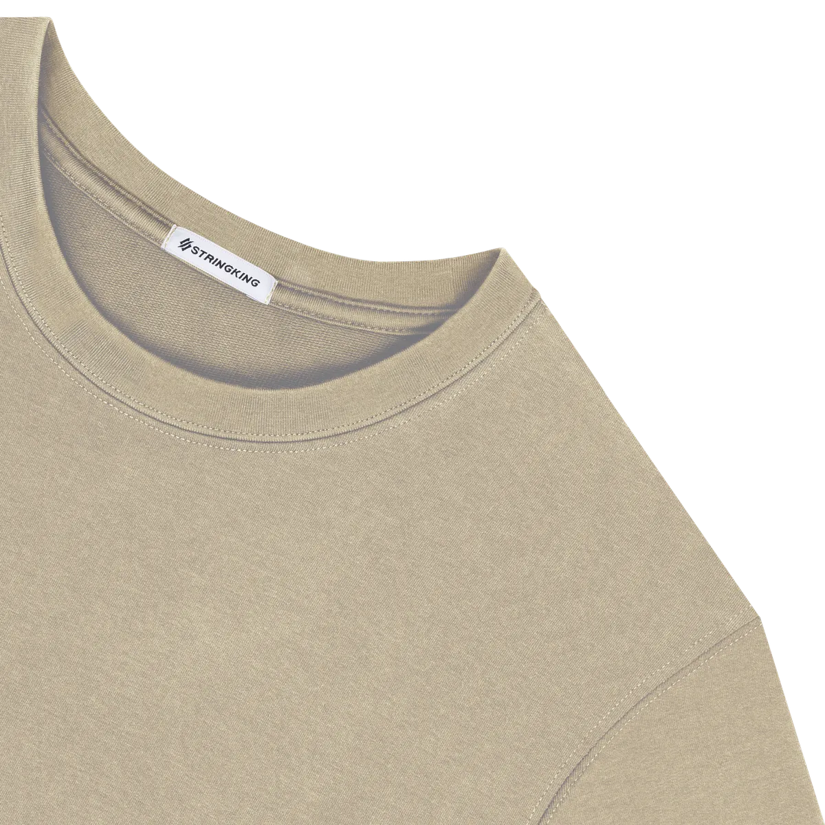 StringKing Men's Heavy Pima Cotton Long Sleeve T-Shirt - Sharp Fit, Warm Khaki, Detail