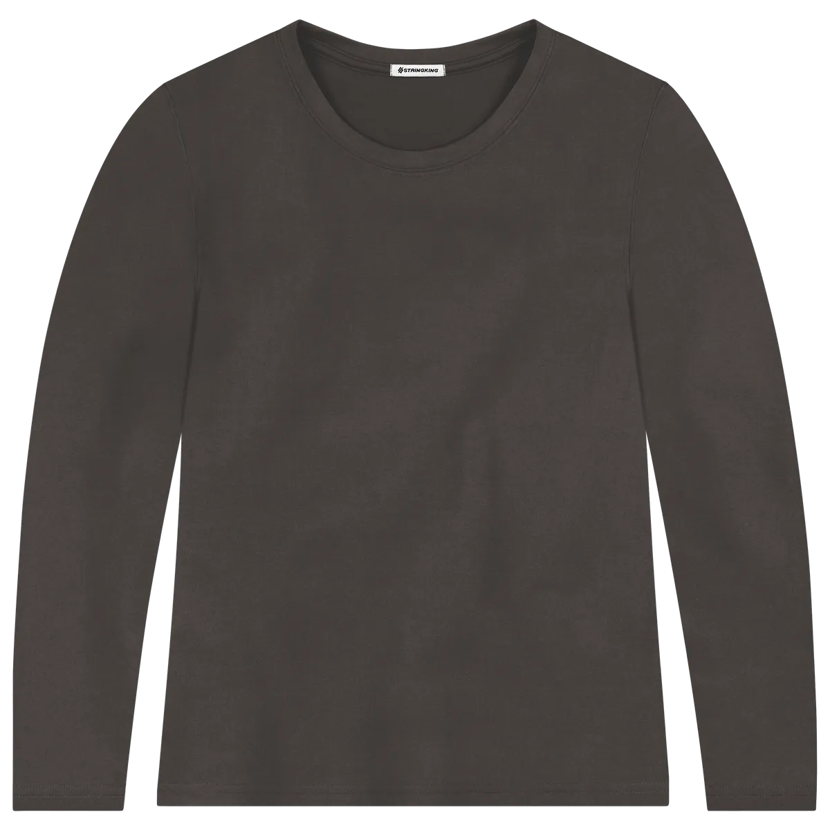 StringKing Women's FlexTech Long Sleeve Crewneck T-Shirt - Sharp Fit, Charcoal, Front