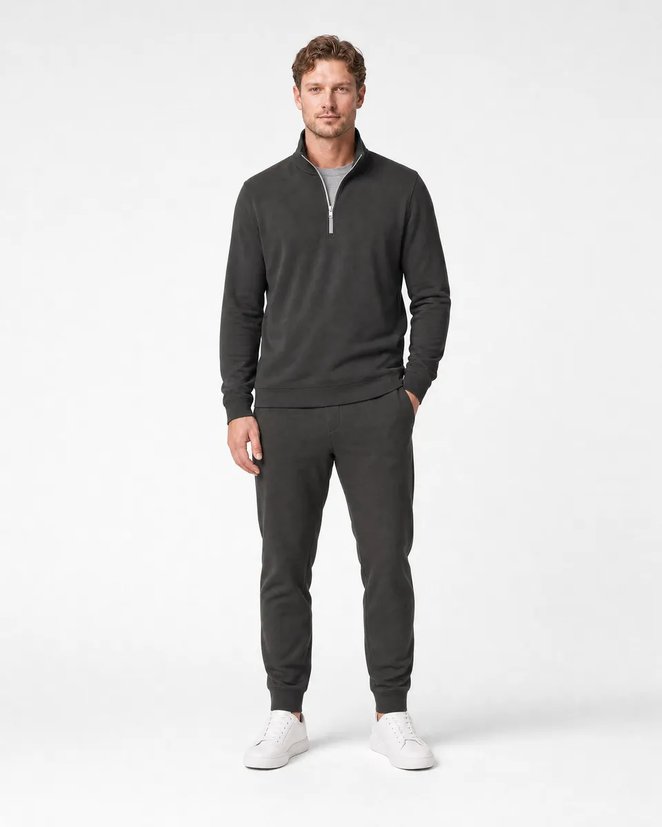 StringKing Men's Pima Terry Sweatpants - Sharp Fit, Peat, Full Front - Human Model