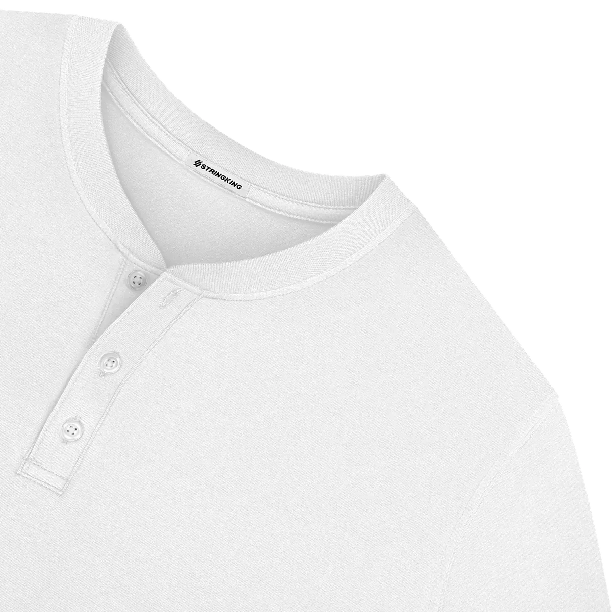StringKing Men's Pima Jersey Short Sleeve Henley - Sharp Fit, White, Detail