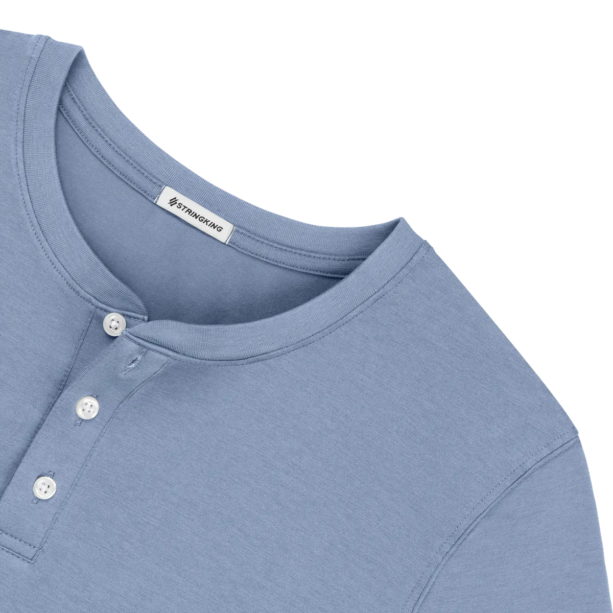StringKing Men's Pima Cotton Long Sleeve Henley - Sharp Fit, Slate Blue, Detail