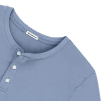StringKing Men's Pima Cotton Long Sleeve Henley - Sharp Fit, Slate Blue, Detail
