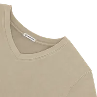 StringKing Women's Pima Cotton V-Neck Sweatshirt - Sharp Fit, Warm Khaki, Detail