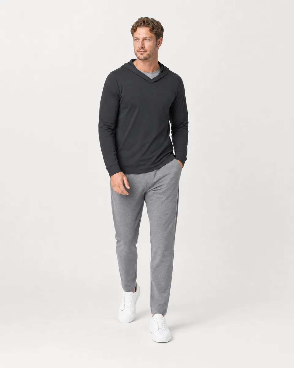 StringKing Men's StayCool Hoodie - Relaxed Fit, Black, Collar Shoulder - Human Model