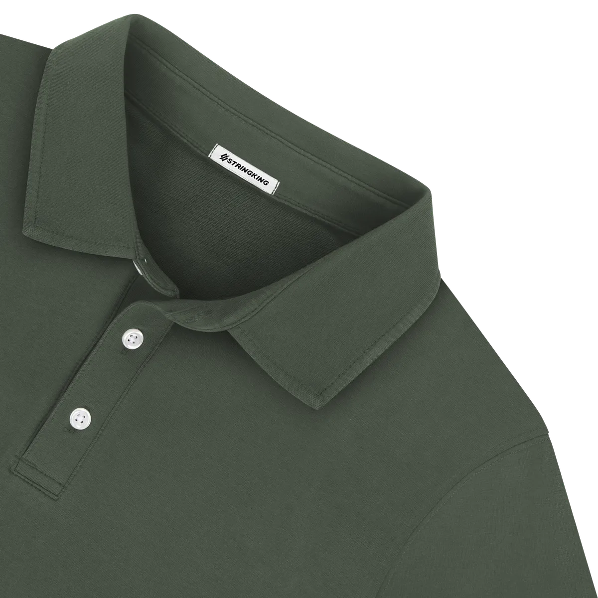 StringKing Men's Pima Terry Long Sleeve Polo - Sharp Fit, Moss, Detail