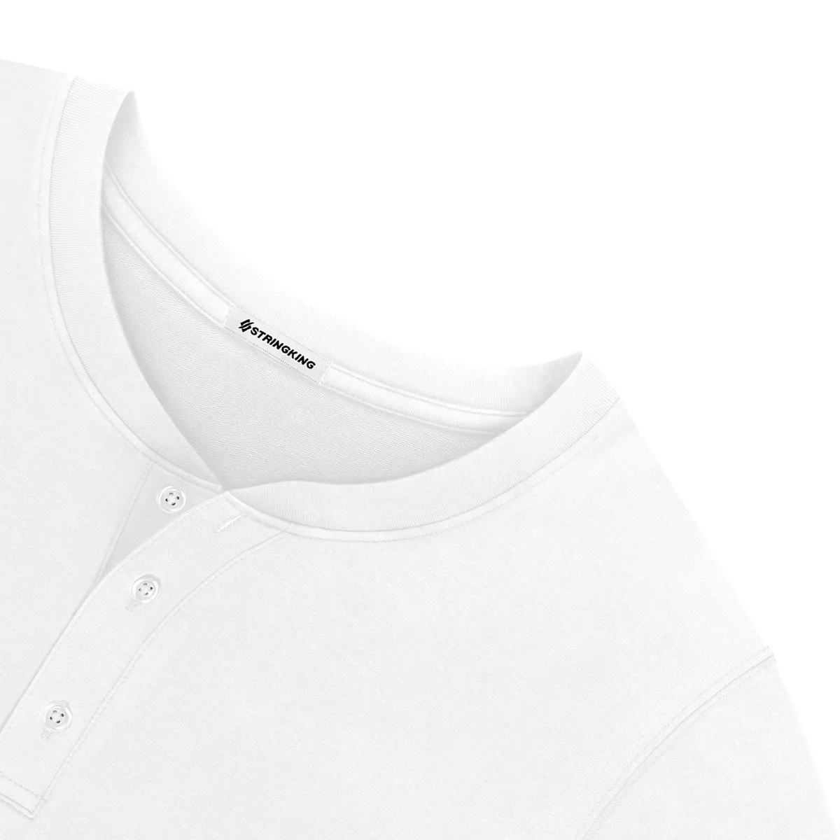 StringKing Men's Pima Terry Henley - Sharp Fit, White, Detail