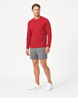 StringKing Men's StayCool Long Sleeve Tee - Relaxed Fit, Red, Full Front Angle - Human Model