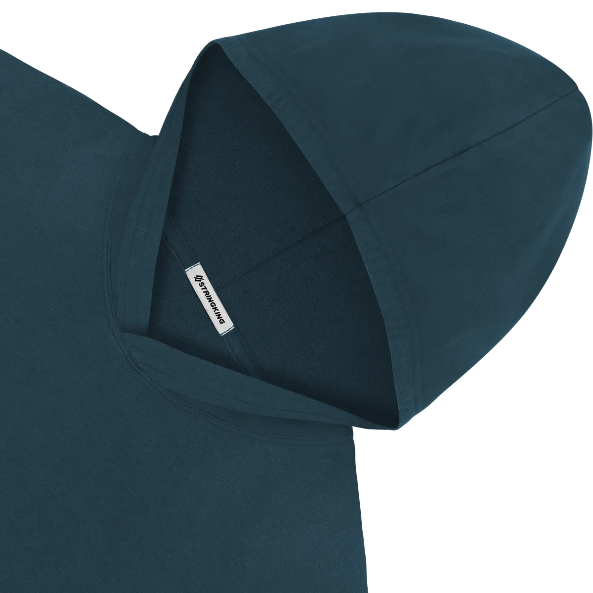 StringKing Men's Pima Terry Short Sleeve Hoodie - Relaxed Fit, Navy, Detail