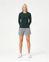 StringKing Women's Pima Terry Long Sleeve Tee - Sharp Fit, Pine Grove, Collar Shoulder - Human Model
