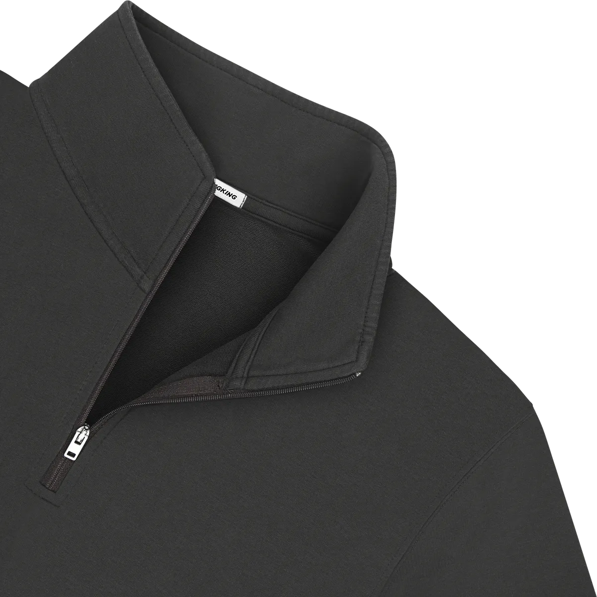 StringKing Men's Pima Terry Quarter Zip - Relaxed Fit, Black, Detail