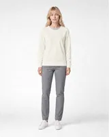 StringKing Women's Pima Terry Crew Sweater - Relaxed Fit, Tofu, Full Front - Human Model