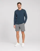 StringKing Men's Pima Jersey Long Sleeve Pocket Tee - Sharp Fit, Navy, Full Front - Human Model