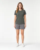 StringKing Women's Pima Terry Tee - Sharp Fit, Moss, Full Front - Human Model