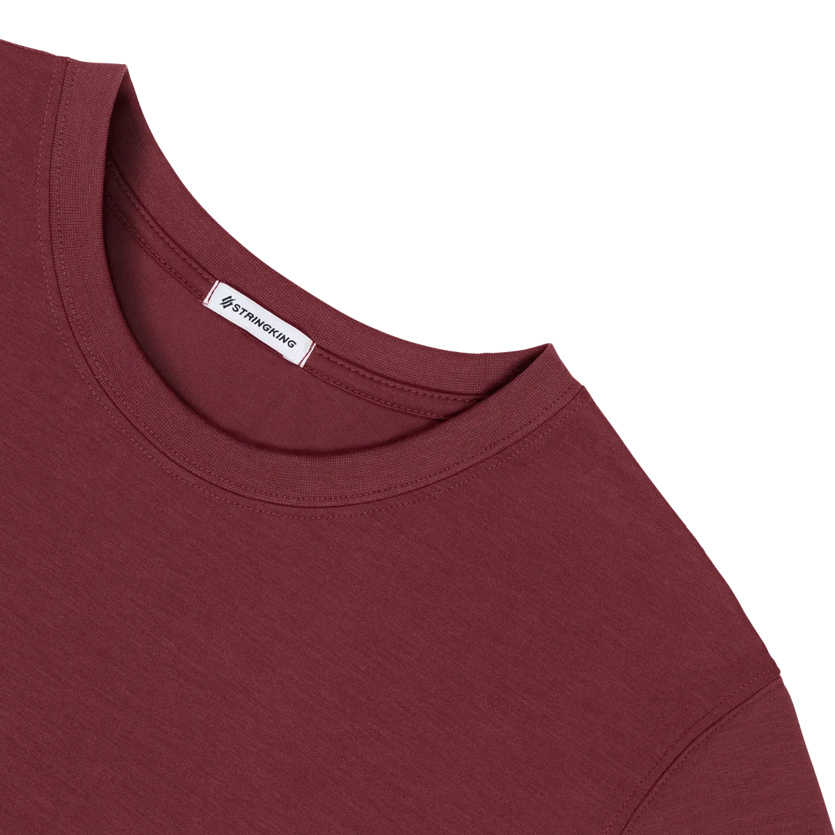 StringKing Men's FlexStyle Short Sleeve Crewneck T-Shirt - Relaxed Fit, Rhubarb, Detail