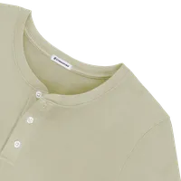 StringKing Men's Pima Cotton Henley Sweatshirt - Sharp Fit, Khaki Green, Detail
