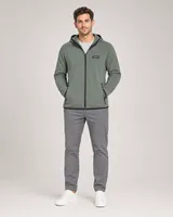 StringKing Men's Polartec Fleece Full Zip Hoodie with Pockets - Sharp Fit, Avenue Green, Full Front - Human Model