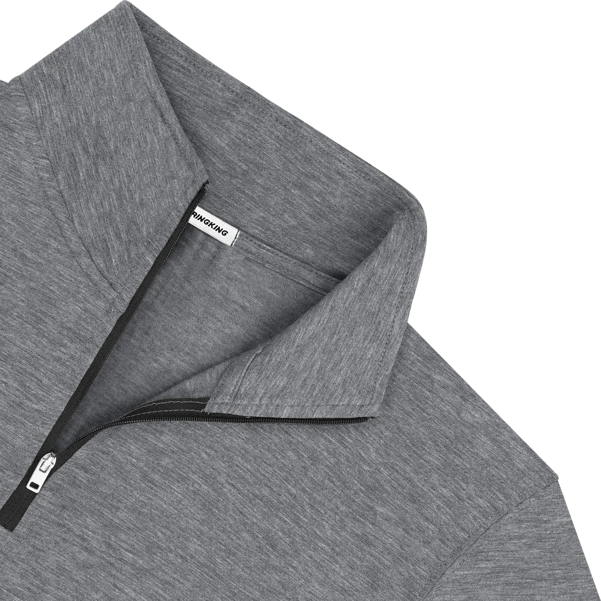 StringKing Men's FlexStyle Quarter Zip - Relaxed Fit, Heather Gray, Detail