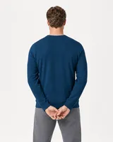 StringKing Men's StayWarm Sweater - Sharp Fit, Navy Blue, Full Back - Human Model - Top of head to Mid-thigh