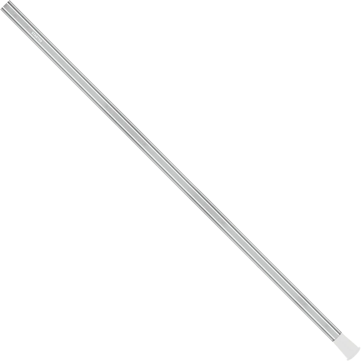 StringKing Starter Goalie Shaft - 30″, Silver, Full Length, Angled, Left Side, With Butt End