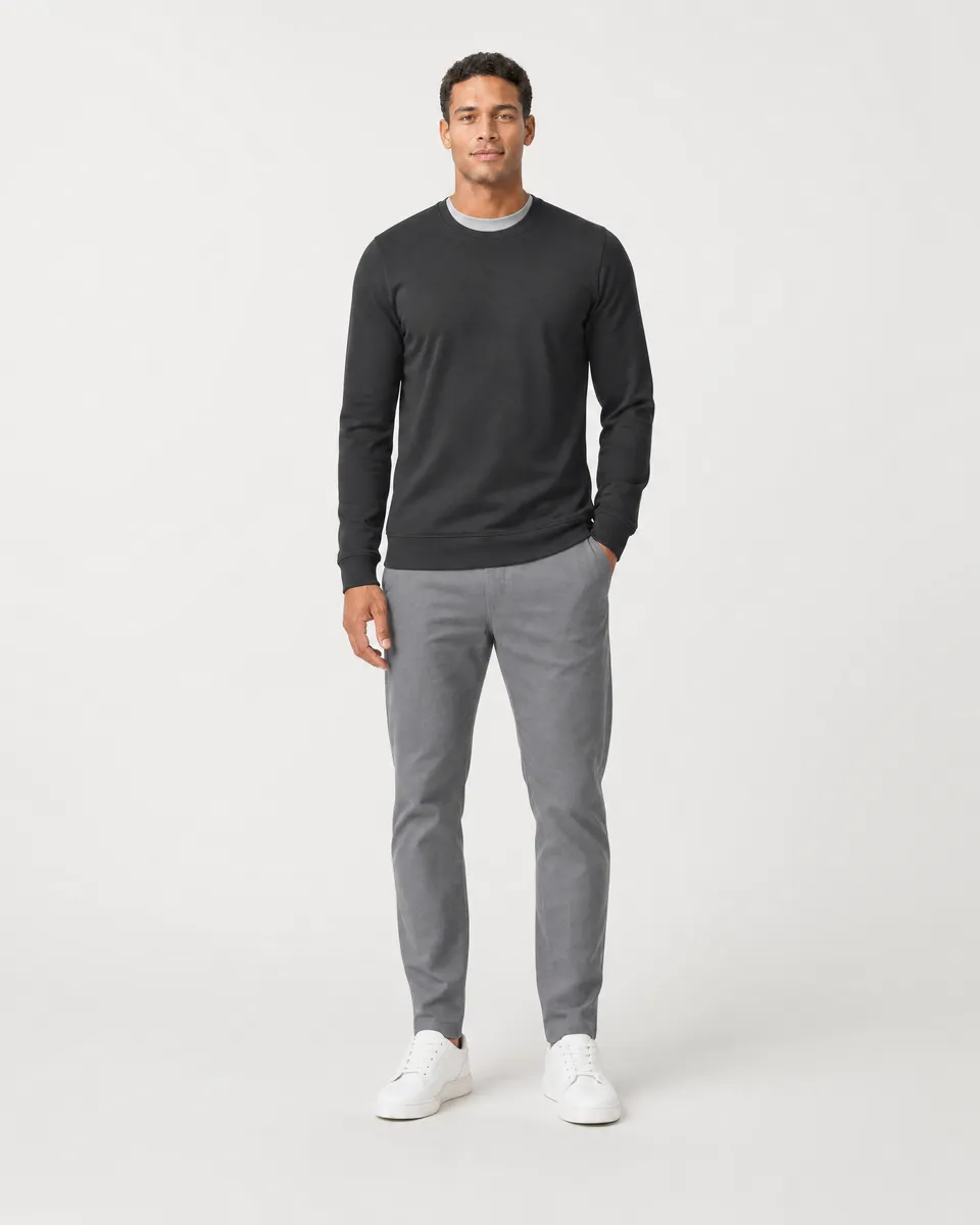 StringKing Men's StayWarm Sweater - Sharp Fit, Black, Full Front - Human Model