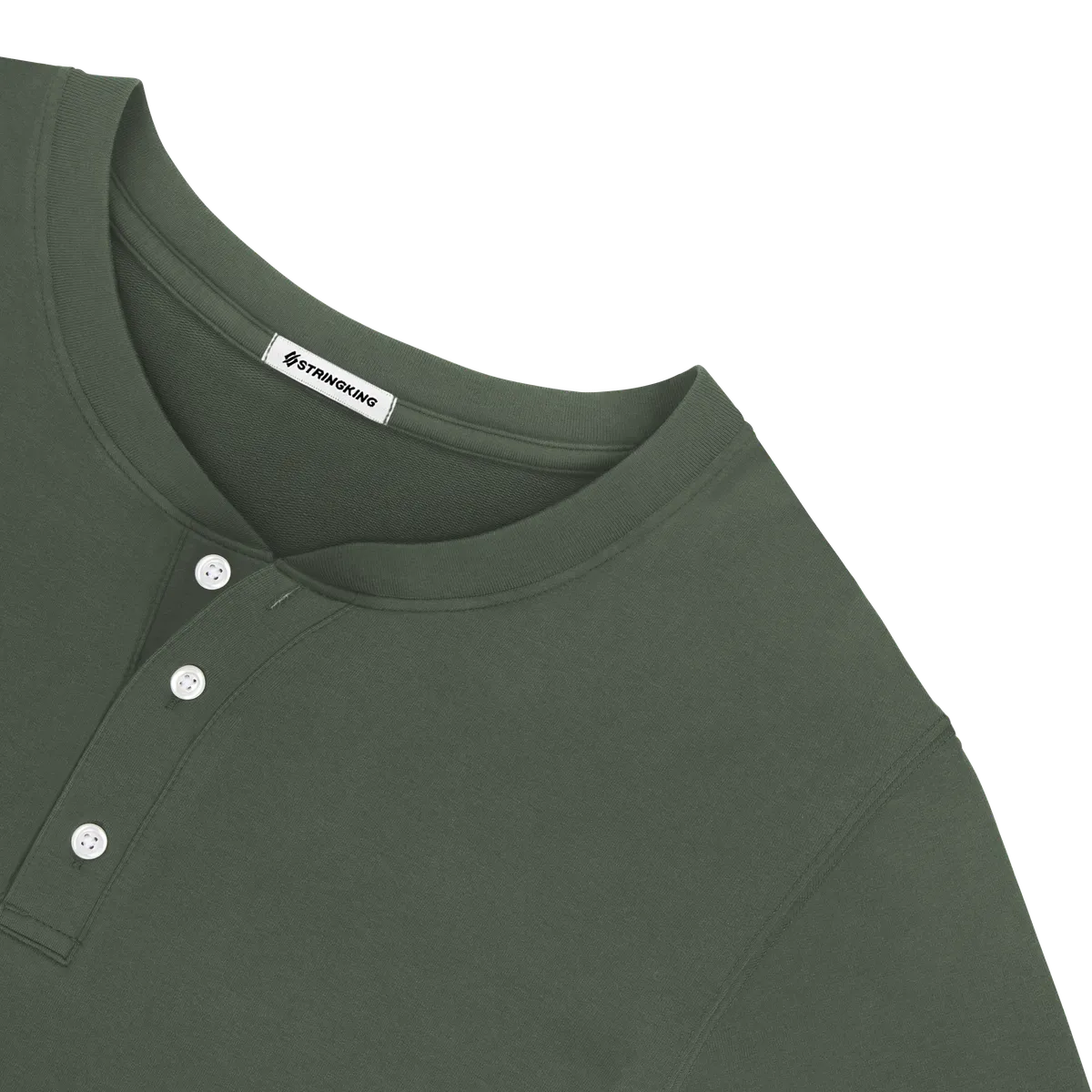 StringKing Men's Pima Terry Henley - Relaxed Fit, Moss, Detail
