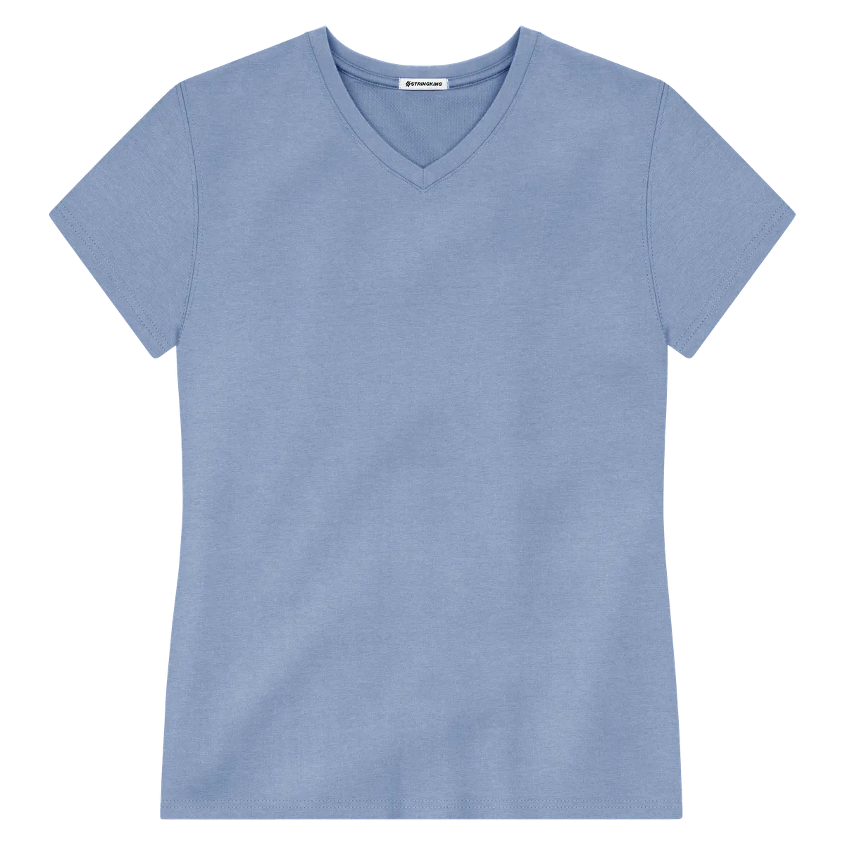 StringKing Women's Heavy Pima Cotton V-Neck T-Shirt - Sharp Fit, Slate Blue, Front