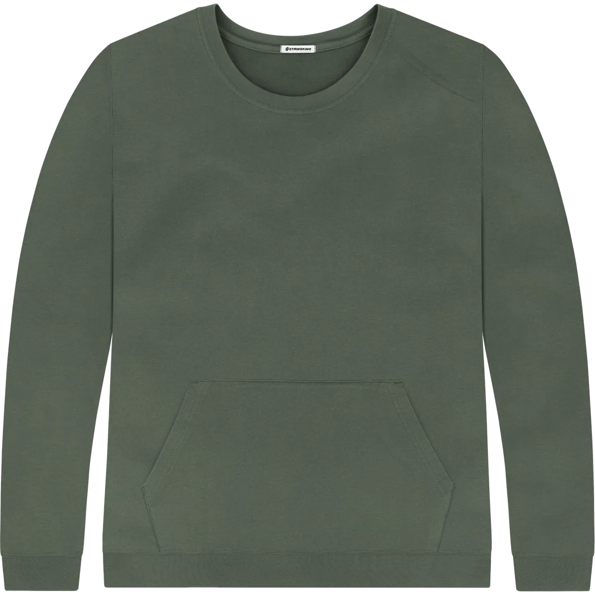 StringKing Men's Pima Terry Crew Sweatshirt - Relaxed Fit, Moss, Front