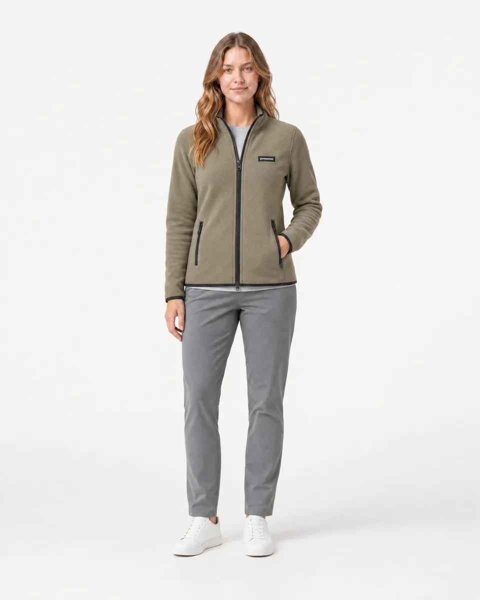 StringKing Women's Polartec Fleece Full Zip with Pockets - Sharp Fit, Mermaid, Full Front - Human Model
