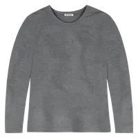 StringKing Women's FlexStyle Long Sleeve Crewneck T-Shirt - Relaxed Fit, Heather Gray, Front