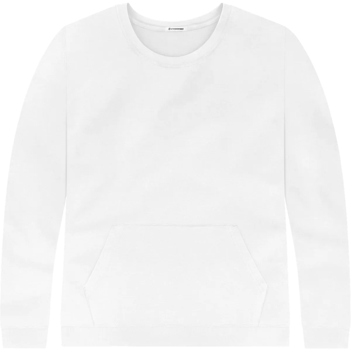 StringKing Men's Pima Terry Crew Sweatshirt - Relaxed Fit, White, Front