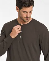 StringKing Men's Pima Jersey Henley - Relaxed Fit, Wren, Collar Shoulder - Human Model