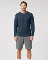 StringKing Men's Pima Terry Long Sleeve Tee - Sharp Fit, Navy, Full Front - Human Model - Top of head to Knees