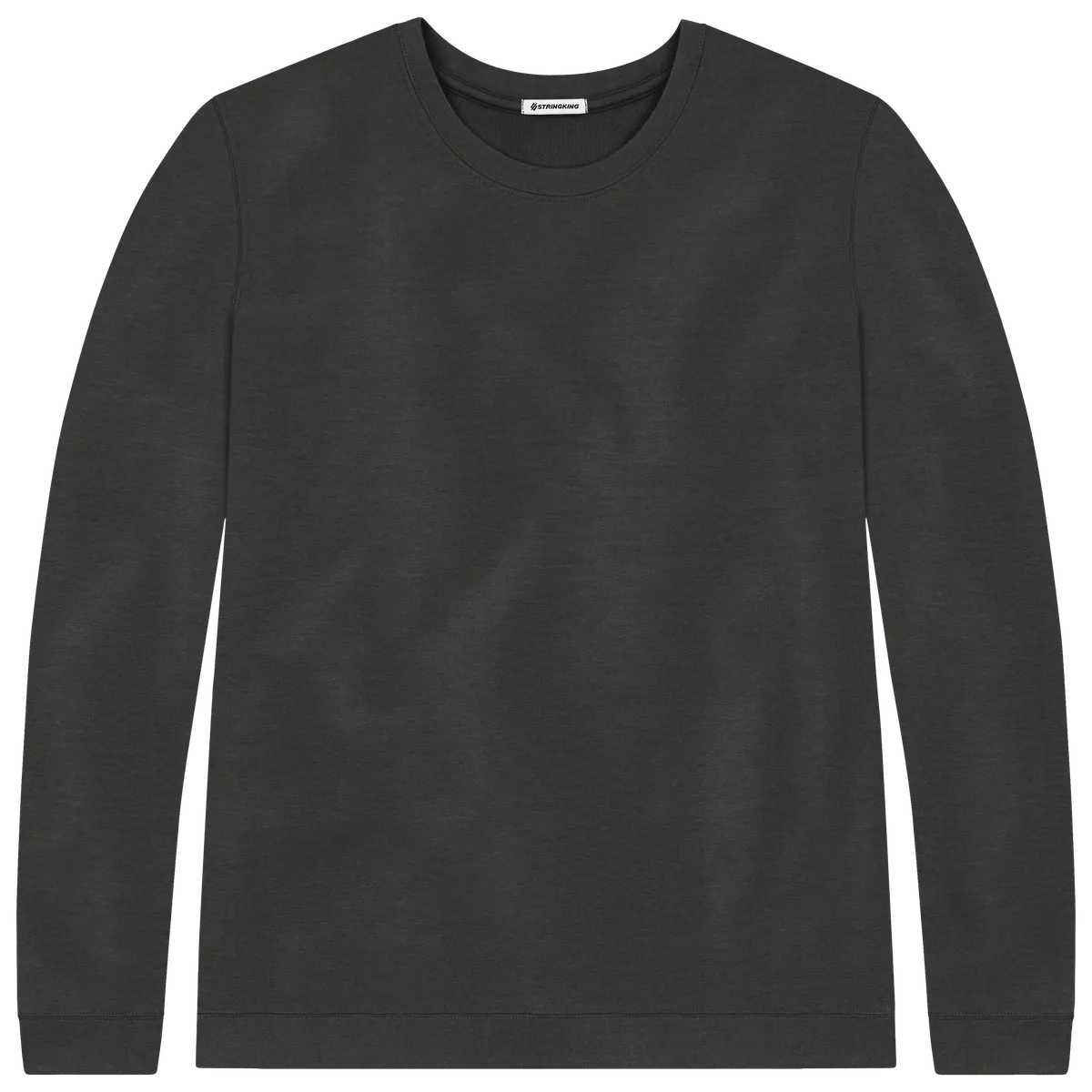 StringKing Men's Pima Cotton Crewneck Sweatshirt - Sharp Fit, Black, Front