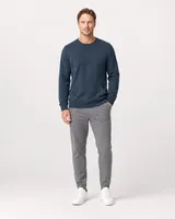 StringKing Men's Pima Terry Crew Sweatshirt - Relaxed Fit, Navy, Full Front - Human Model - Top of head to Knees