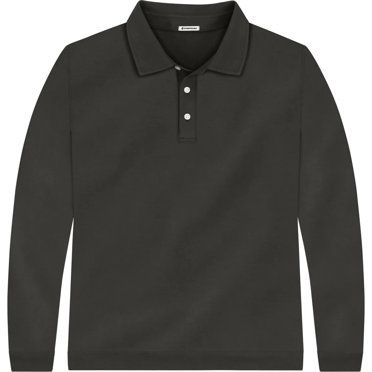 StringKing Men's Pima Terry Long Sleeve Polo - Relaxed Fit, Peat, Front