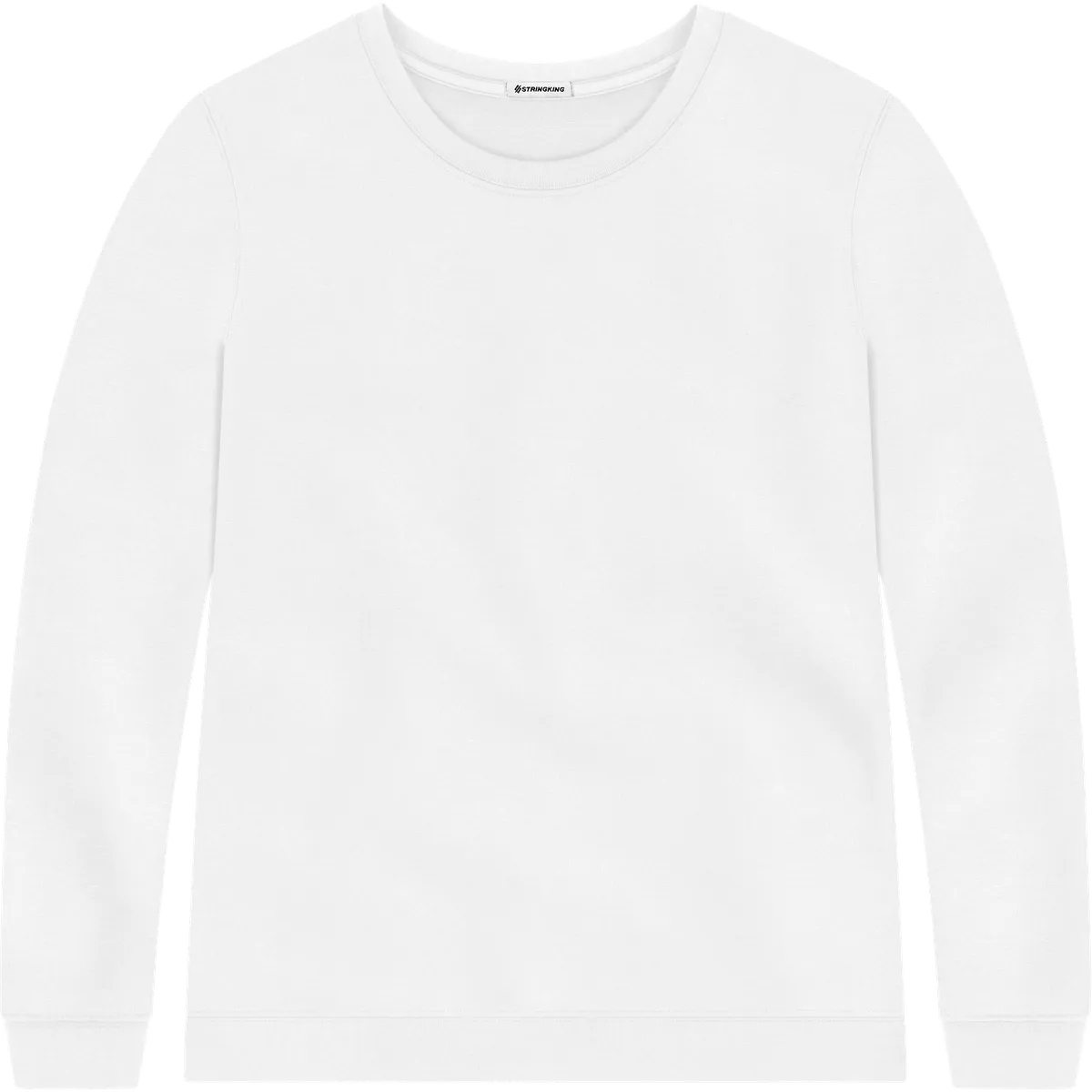 StringKing Men's Pima Terry Crew Sweater - Sharp Fit, White, Front