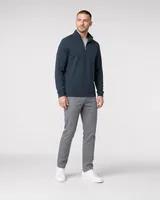 StringKing Men's Pima Terry Quarter Zip - Sharp Fit, Navy, Full Front Angle - Human Model