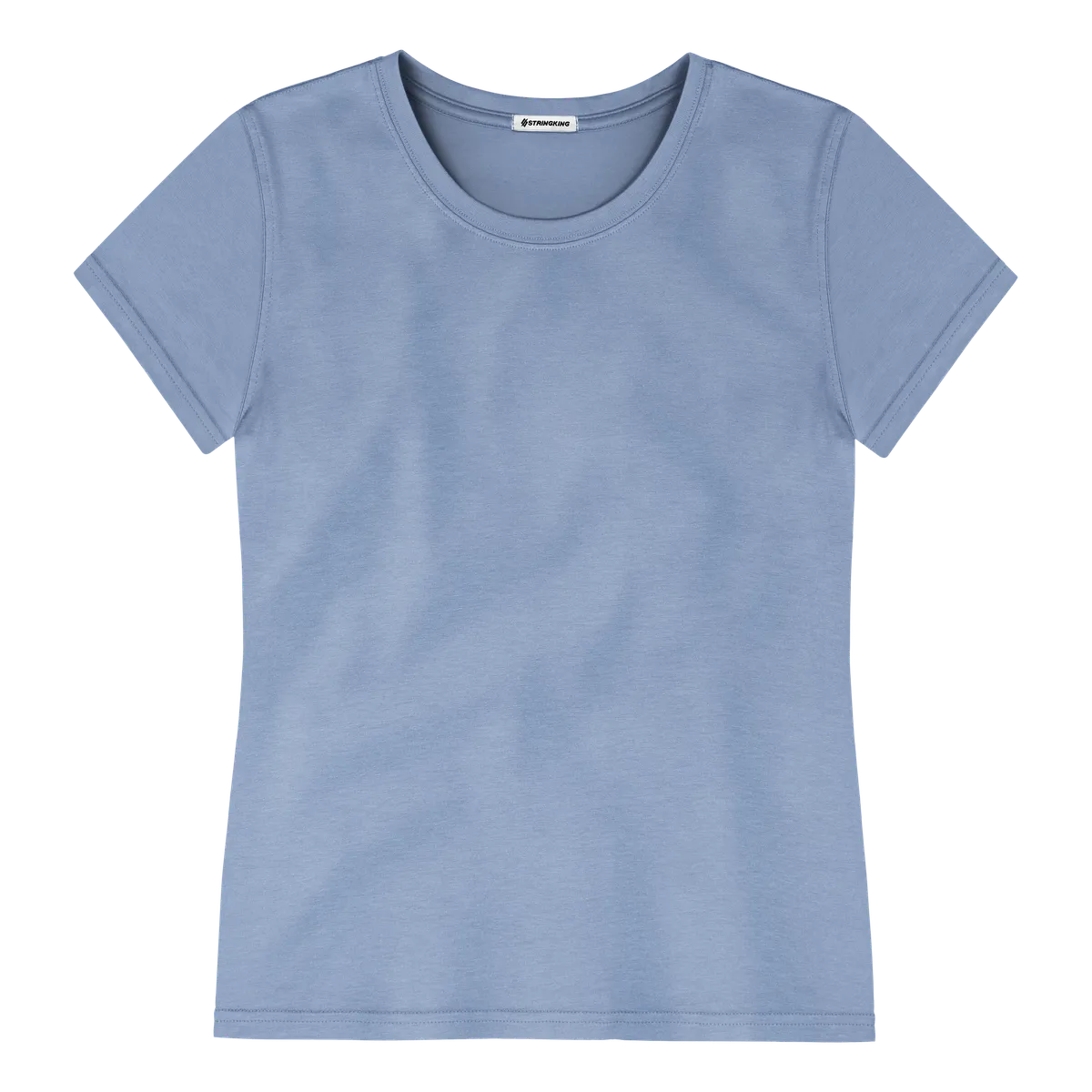 StringKing Women's Pima Cotton Short Sleeve Crewneck T-Shirt - Sharp Fit, Slate Blue, Front